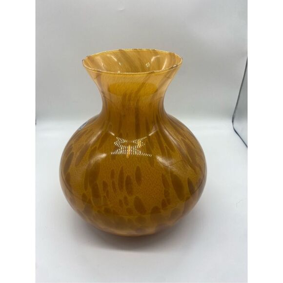 Maestri Vetrai 10” Hand blown Art Glass Vase, made Amber Brown - Picture 5 of 10